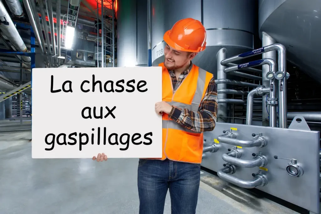 Formation gaspillage : image d'un homme qui tient une pancarte "chasse au gaspillage"